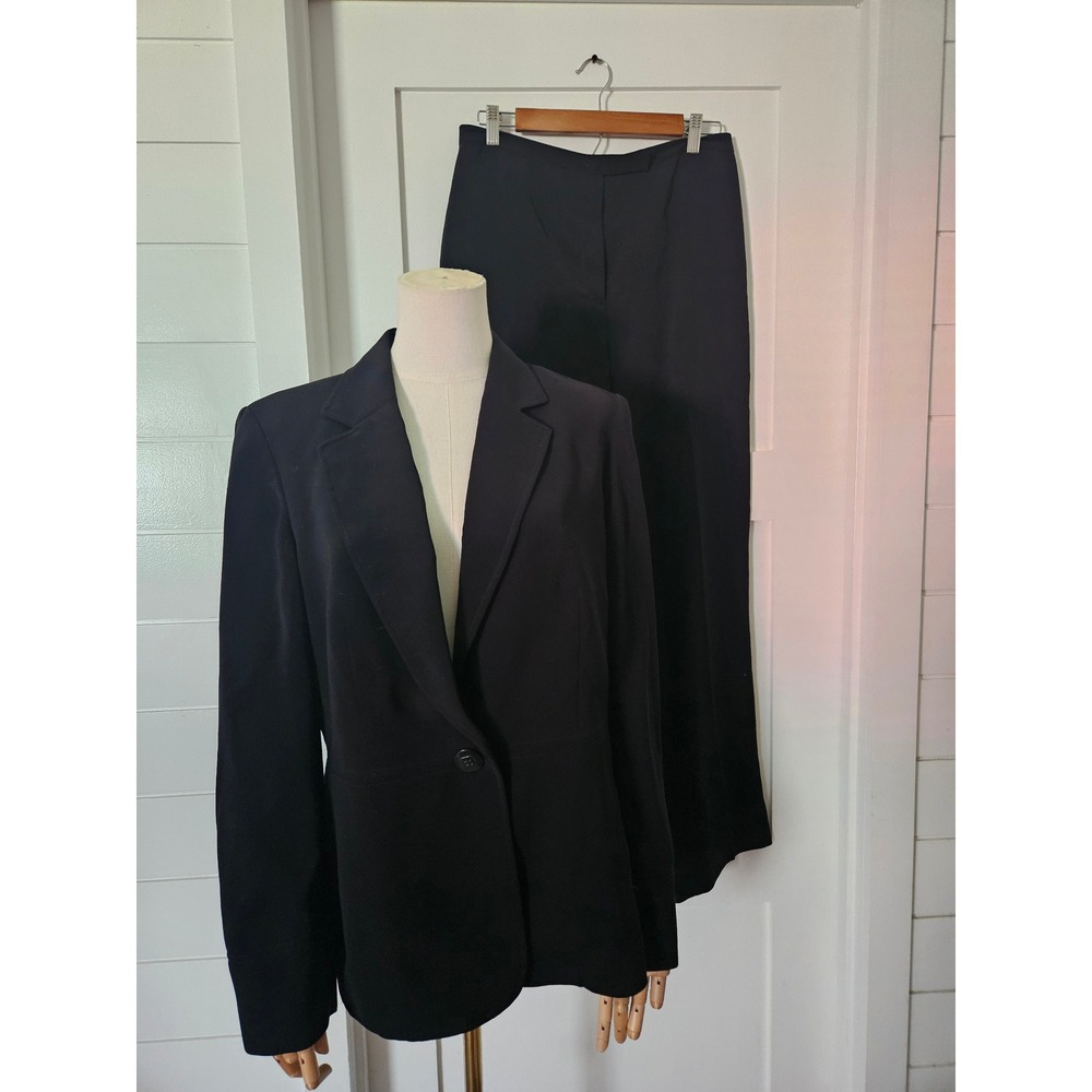 Dressbarn Women's Black Suit Set Blazer Jacket & Pants Size 12 Business Career